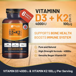 Prowise Vitamin D3 4000IU & K2 MK7 100μg Vegetarian 180 Tablets