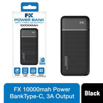 FX 10,000 mAh Powerbank with Type-C 3A Output Black